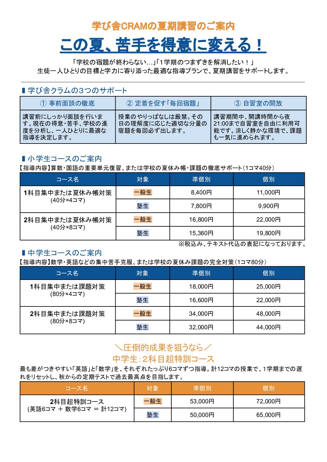2026年CRAM夏期講習のご案内